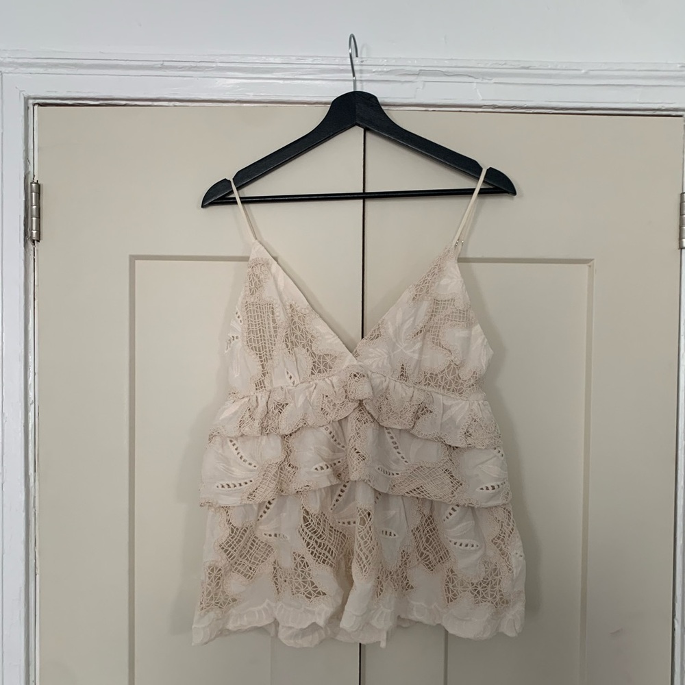 Caron Callahan Renzo Top in Eyelet Floral Lattice